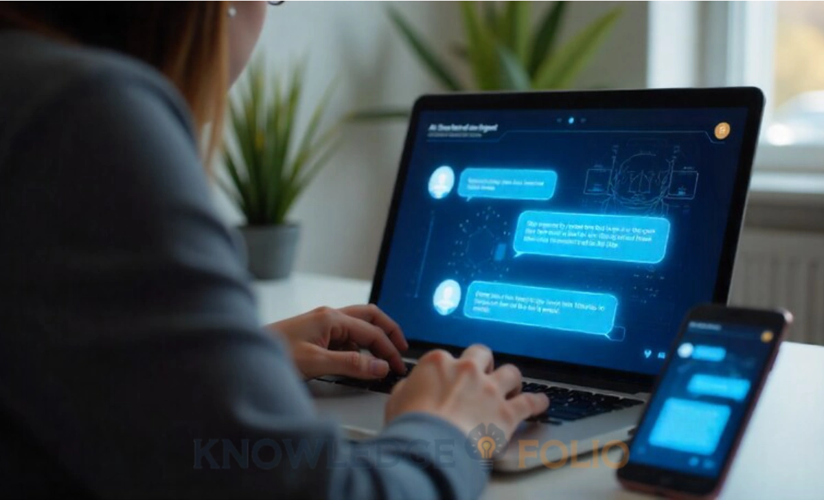 AI chatbot helping insurance customers through virtual assistant interface