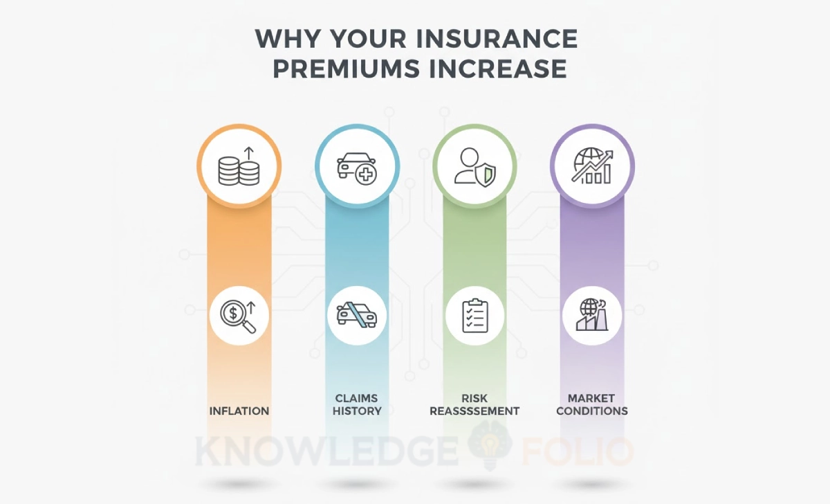 Infographic showing reasons insurance renewal premiums increase