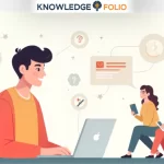 Illustration of a first-time entrepreneur connecting with early customers through networking, online communities, and outreach to grow their startup.