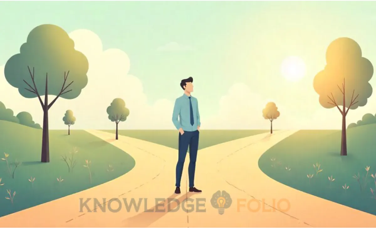 Illustration of an entrepreneur standing at a crossroads choosing validated growth over risky expansion.