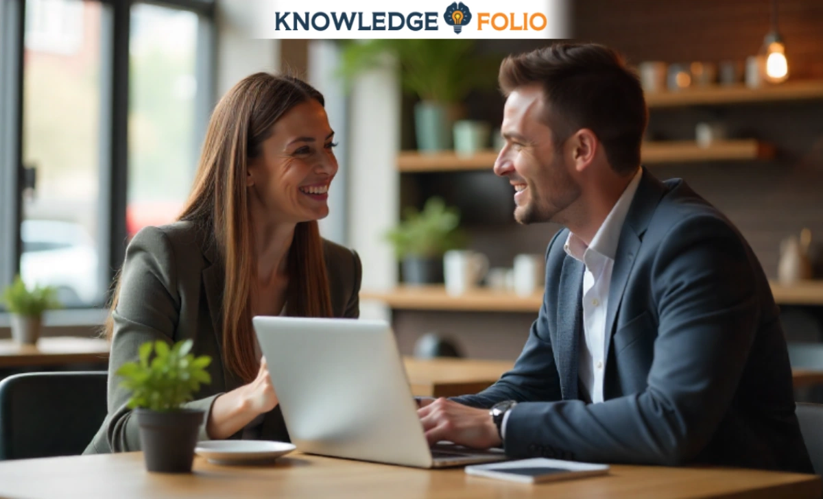 Business professionals networking over coffee to discuss startup customer opportunities