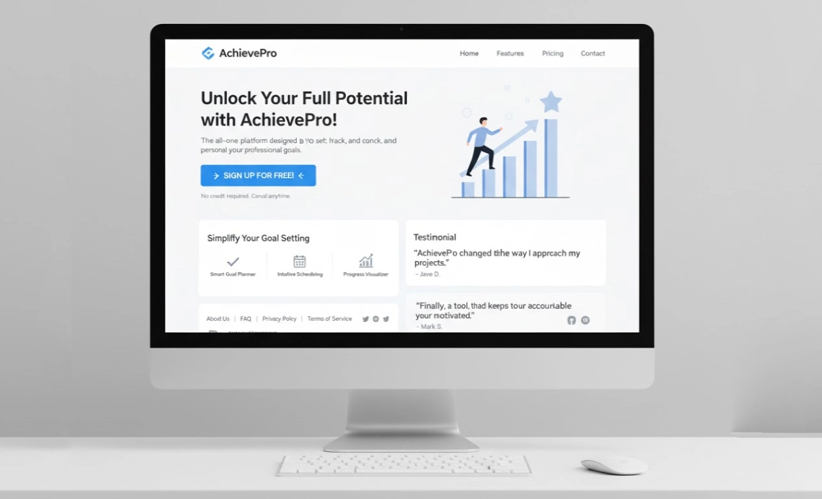 Landing page used for business idea validation.