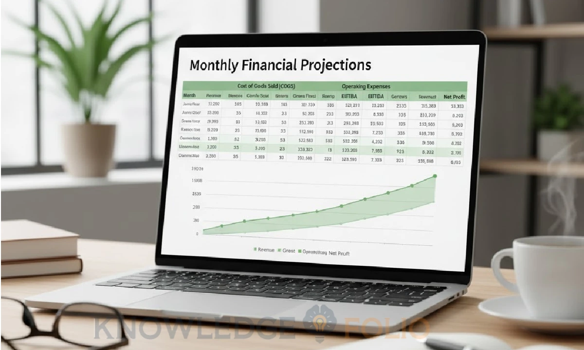 Spreadsheet showing startup financial plan.