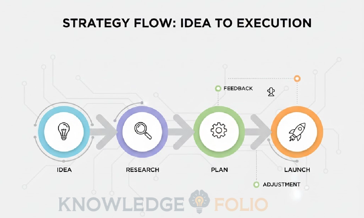 Diagram showing startup strategy process from idea to execution